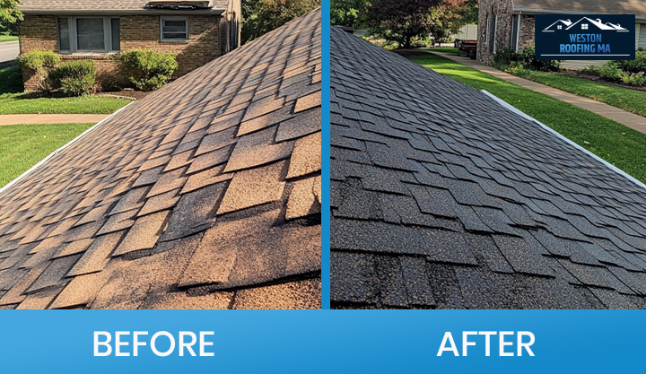 Shingle roof repair comparison in Weston MA