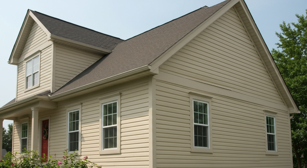 New home siding installation project.