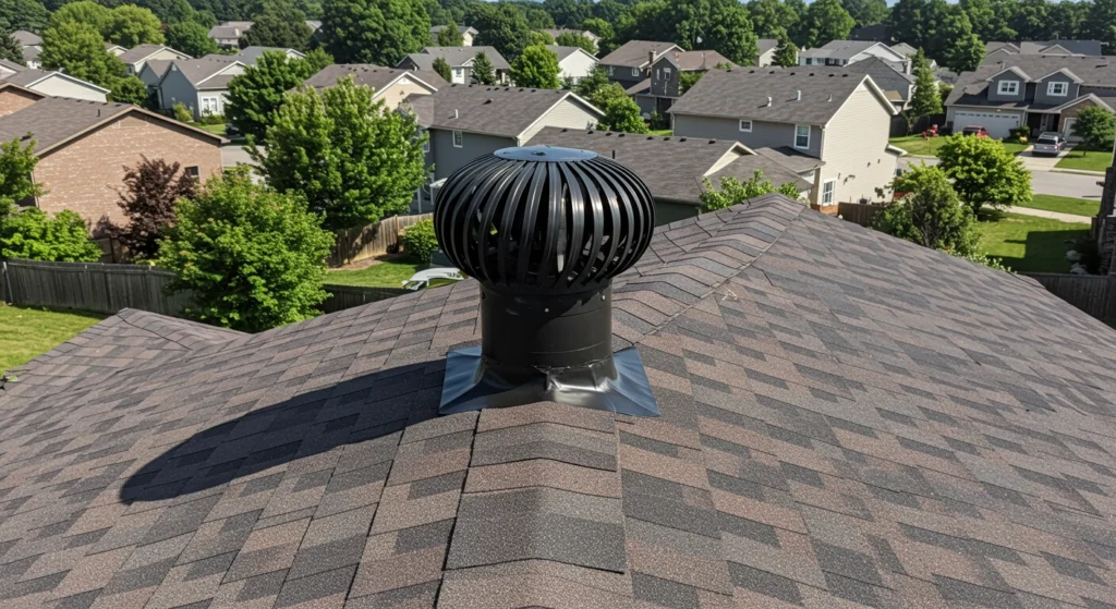 Ridge vent installed on a shingle roof.