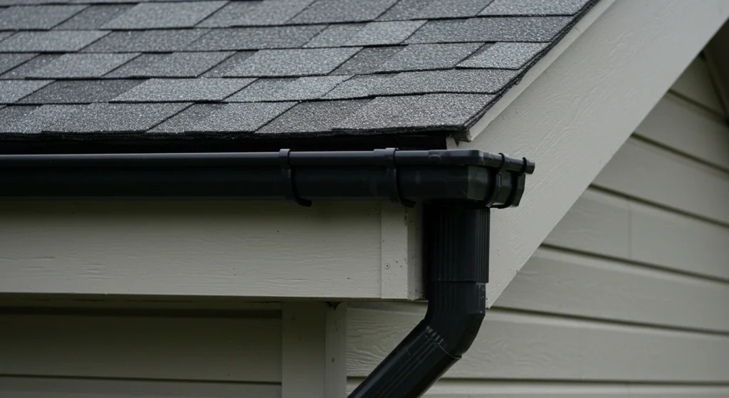 Drip edge installation on a house roof edge.