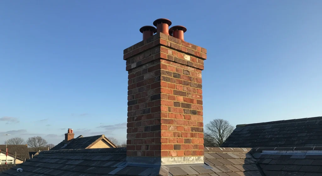 Brick chimney with repaired liner.